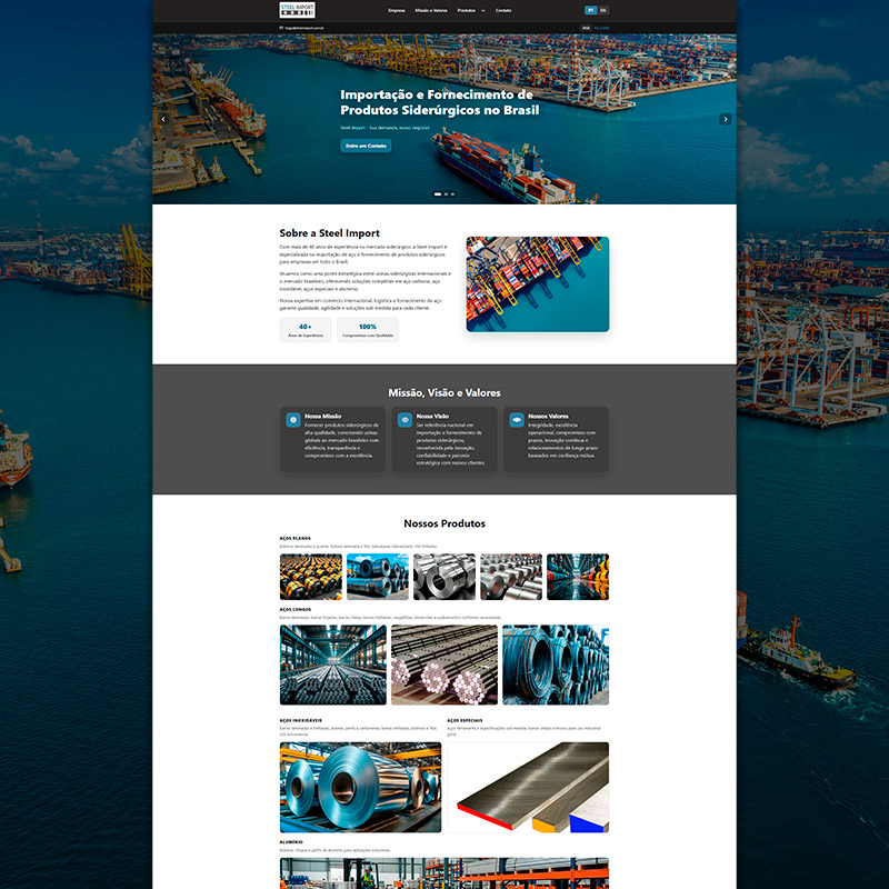 Site Institucional da Steel Import